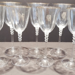 Vintage Mikasa Crystal Stemware, Sonata Gold Water Goblets, and Wine Glasses