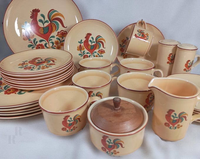 Chicken Tableware Taylor Smith Taylor Reveille Rooster Chicken Dinnerware Set, 31-piece ...