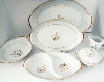 Sango Harvest Gold Wheat Dinnerware Place Settings Plates Bowls Cups Serving Pieces