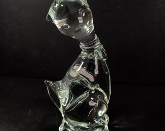 Vintage Hand-Blown Glass Art Cat Paperweight Figurine