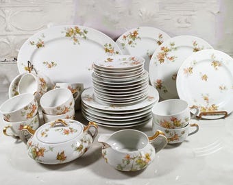Haviland Limoges Autumn Leaf Plain Edge 1930s Porcelain China France Choose Your Piece