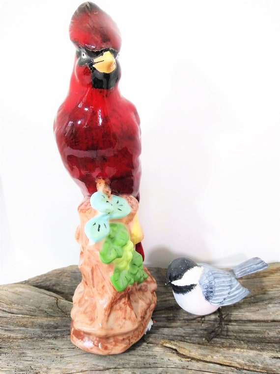 Large Northern Red Cardinal Figurine, Hand-painted Ceramic Bird