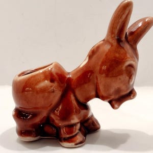 Vintage McCoy Donkey Planter Brown Burro Ceramic Mid Century Pottery Succulent Holder