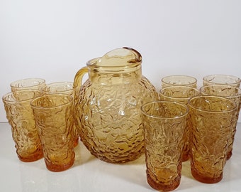Mid-Century Milano Desert Gold Glassware by Anchor Hocking 12 Ounce Tumblers