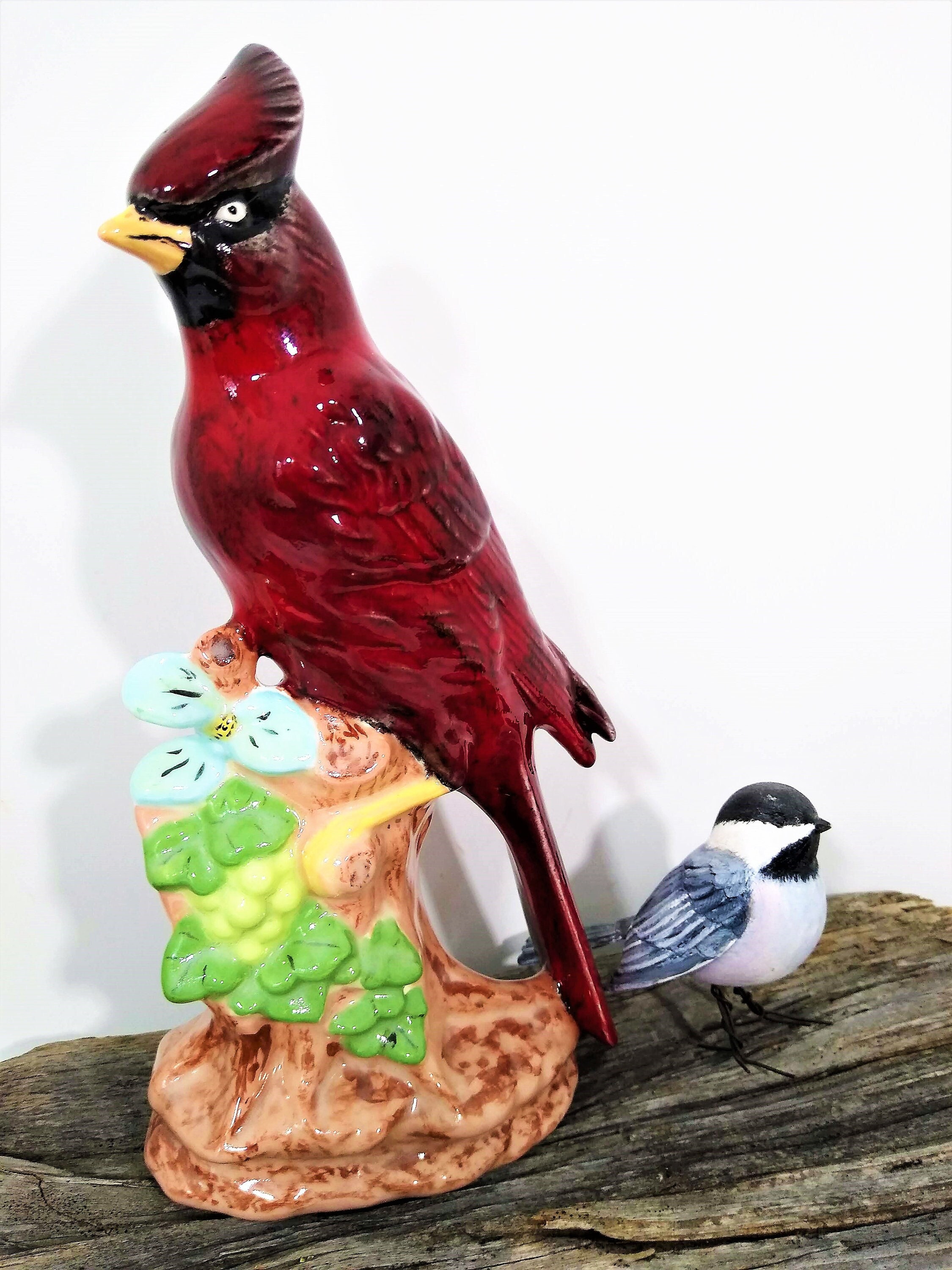 Northern Red Cardinal Winter Bird Figurine. LARGE 10 1/2