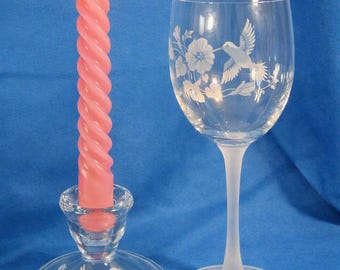 Avon Hummingbird Morning Glory Lead Crystal Water Goblets  or Candle Holder