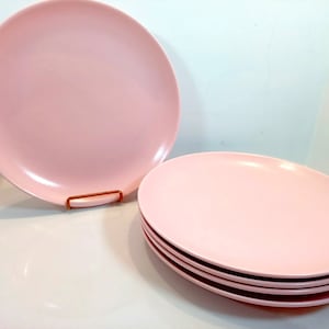 California Modern Santa Anita Ware California, Speckled Pink Dinner Plates, Set of 5
