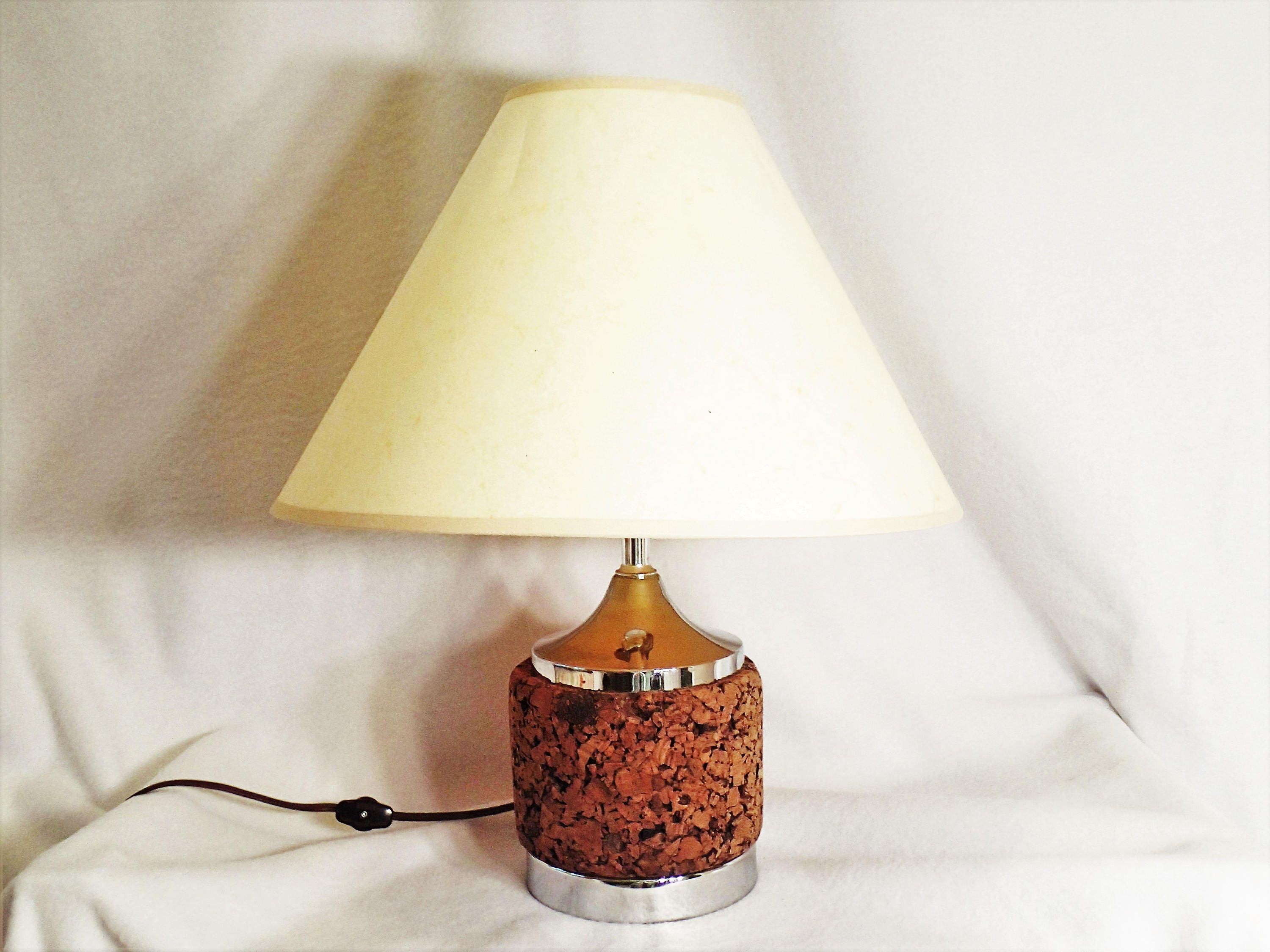 Mid Century Laurel Lamp Cork and Chrome table lamp or desk Etsy