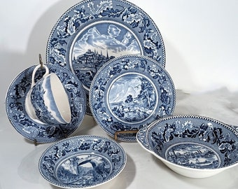 Johnson Brothers Historic America Blue Transferware Dinnerware Made in England