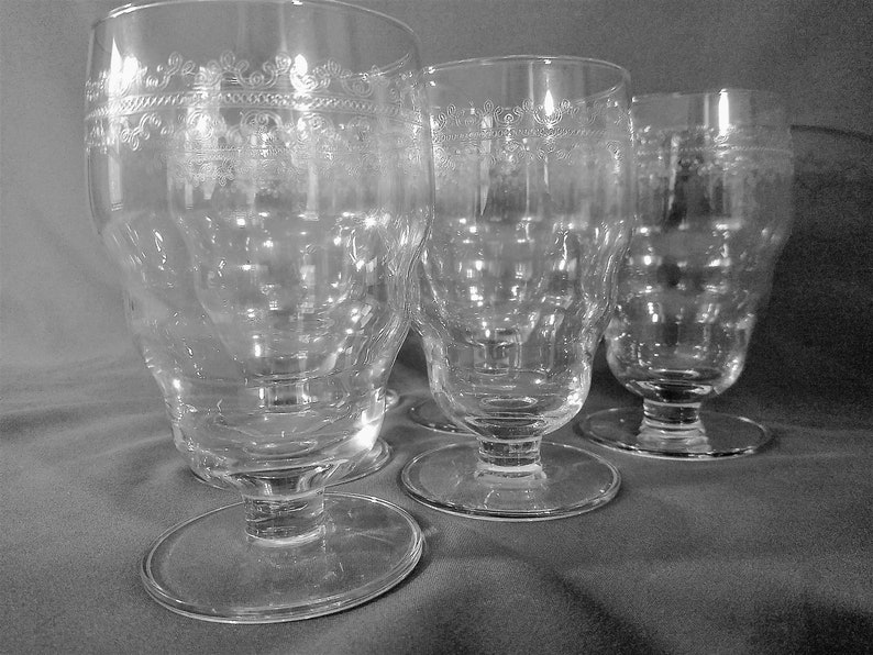 Antique Etched Depression Glass Bulge Ringed Glassware. Choose Etsy