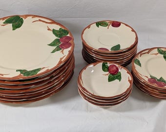 Franciscan Apple Dinnerware, Later USA Era TV‑Oval Backstamp, Sets of 2 Plates Bowls Saucers