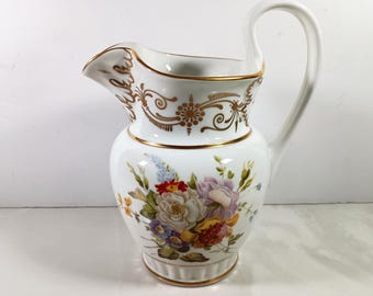 Vintage Lenox Tucker Pitcher, Smithsonian Porcelain Reproduction, Fruit & Floral Decor