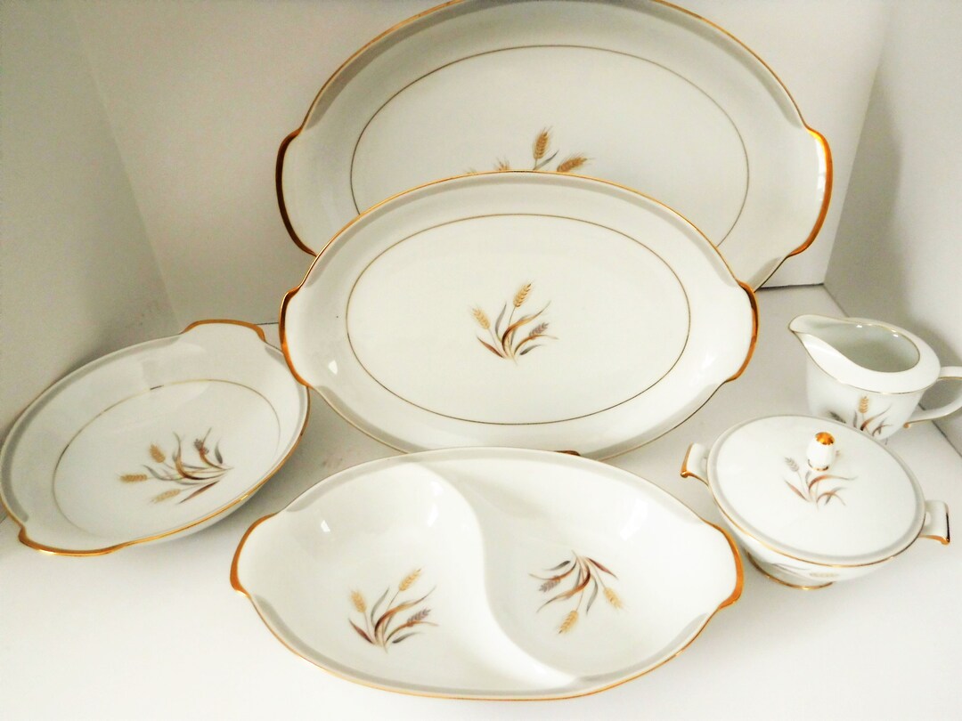 Sango Harvest Gold Wheat Dinnerware Set Gold Sheaves of Wheat. Sold in