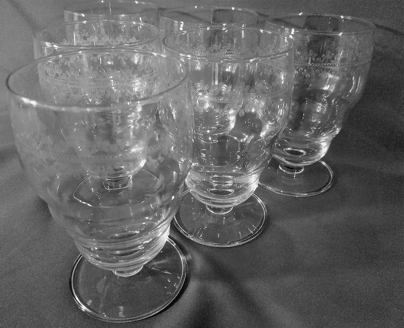 Antique Etched Depression Glass Bulge Ringed Glassware. Choose Etsy