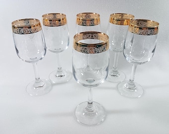 Flûte à champagne en verre transparent et liseré doré 30cl | Maisons du Monde