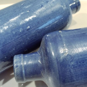 Antique Blue Pottery Crockery Wine / Beer bottles