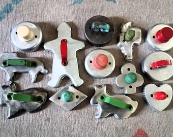 Vintage Aluminum Cookie Cutters • 1950s 1960s Metal Holiday Shapes • Sold Individually