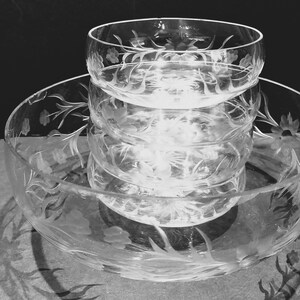 Delicate Cut Glass 5-piece Dessert / Parfait Set