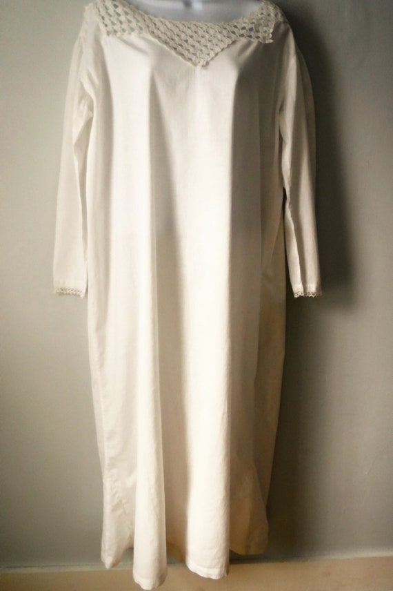 Antique Muslin Night Dress, hand crochet bridal tr