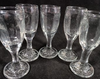 Vintage Libbey Clear Chivalry Small Cordial glasses, Set of 5