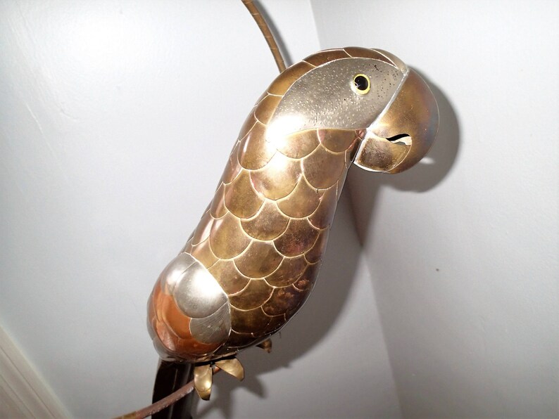 Copper and Brass Metal Art MaCaw Parrot. Sergio Bustamante Etsy
