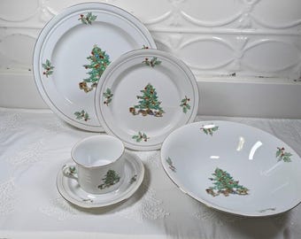 Tienshan Holiday Hostess Christmas China Dinnerware Place Setting Bowl Saucer Replacement Options
