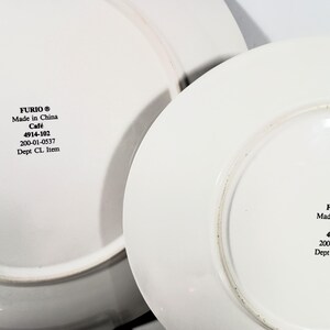 Furio Café salad plates showing underside backstamp on salad and dinner plates