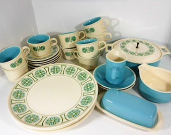 MidCentury Taylor Smith Kristina Taylorstone everyday Dinnerware Turquoise and Green pattern, sold in sets & individual pieces listed below.