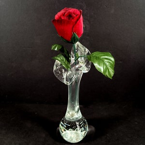 Vintage Murano Style Controlled Bubble Jack-in-the-Pulpit Art Glass Paperweight Bud Vase