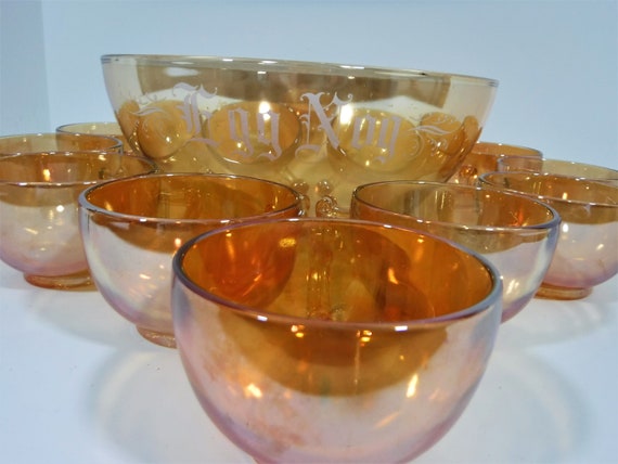 Large Set of Punch or Eggnog Glass Cups With Bubble Handles - Set of 28