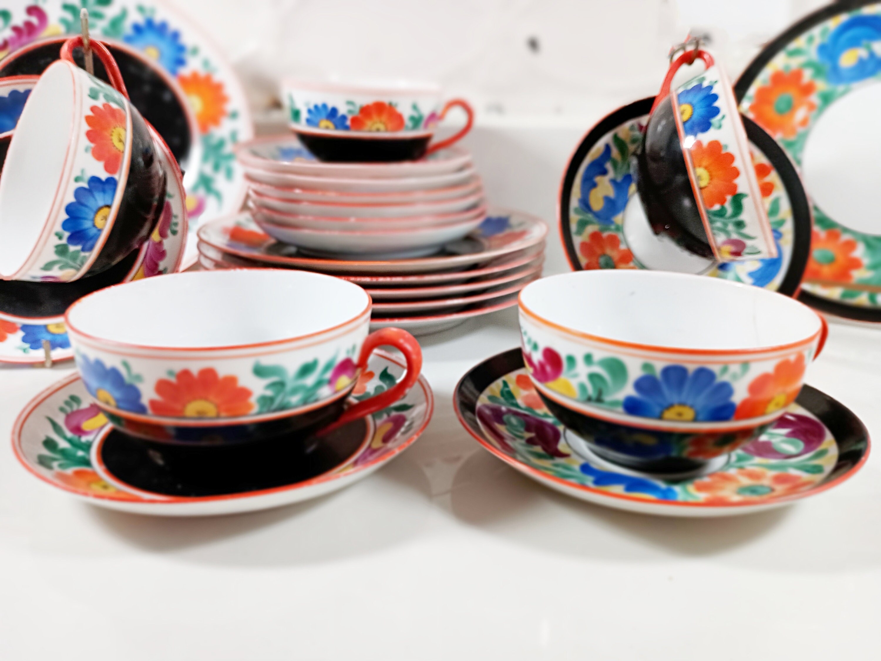 Phoenix China, Czechoslovakia, Moravian Art Hand-painted Flowers