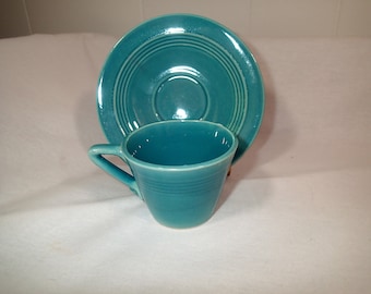 Harlequin Demitasse Cups and Set Light Green Turquoise Homer Laughlin 1930s