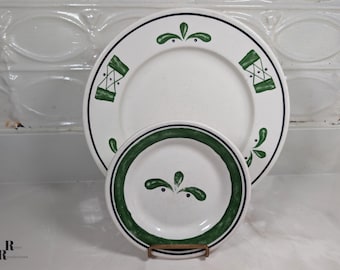 Oneida Restaurant Ware Plate: Olive Leaf  Green Rim (7 or 12 Inch)