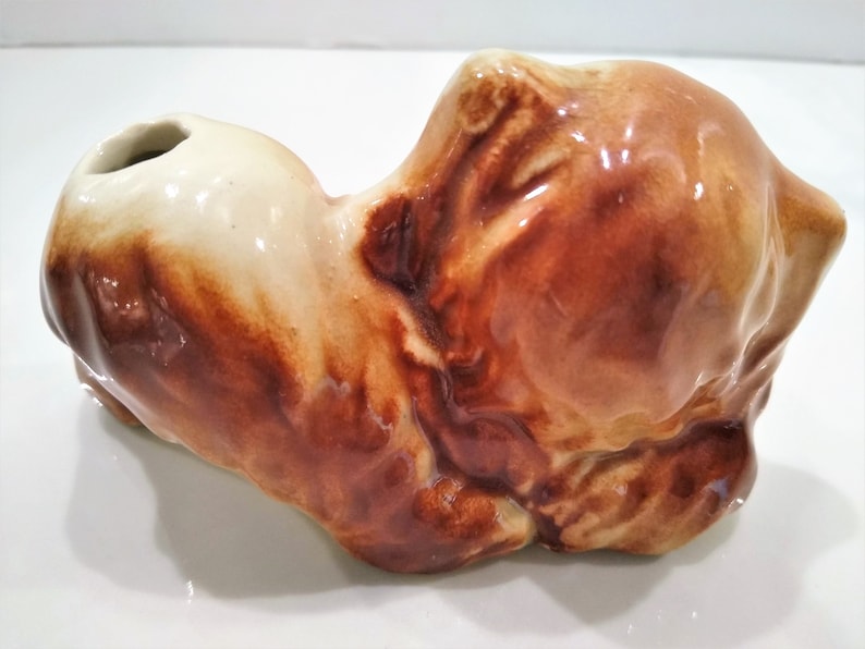 Antique Long haired Dog Figurine Perfume Diffusers. Sometimes listed as Antique Toothbrush or toothpick Holder, however it was likely originally made as perfume diffusers