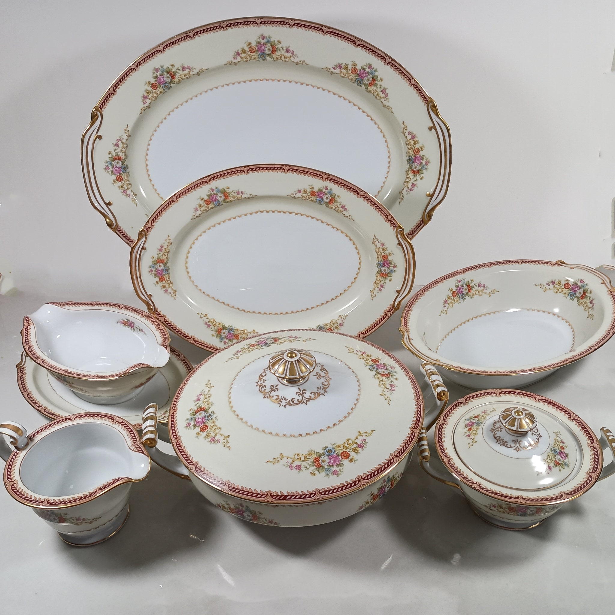 Rose China　食器　12枚セット Made in Occupid Japan, Rose China Set for 12 Dinnerware, 83