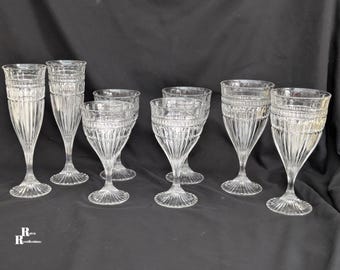 Mikasa Titan Cut Crystal Stemware Water Goblets, Champagne Flutes, Wine Glasses (1980s)