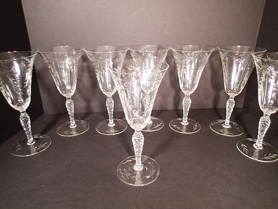 4 Vintage Etched CRYSTAL Cocktail Glasses, Set of 4, Seneca