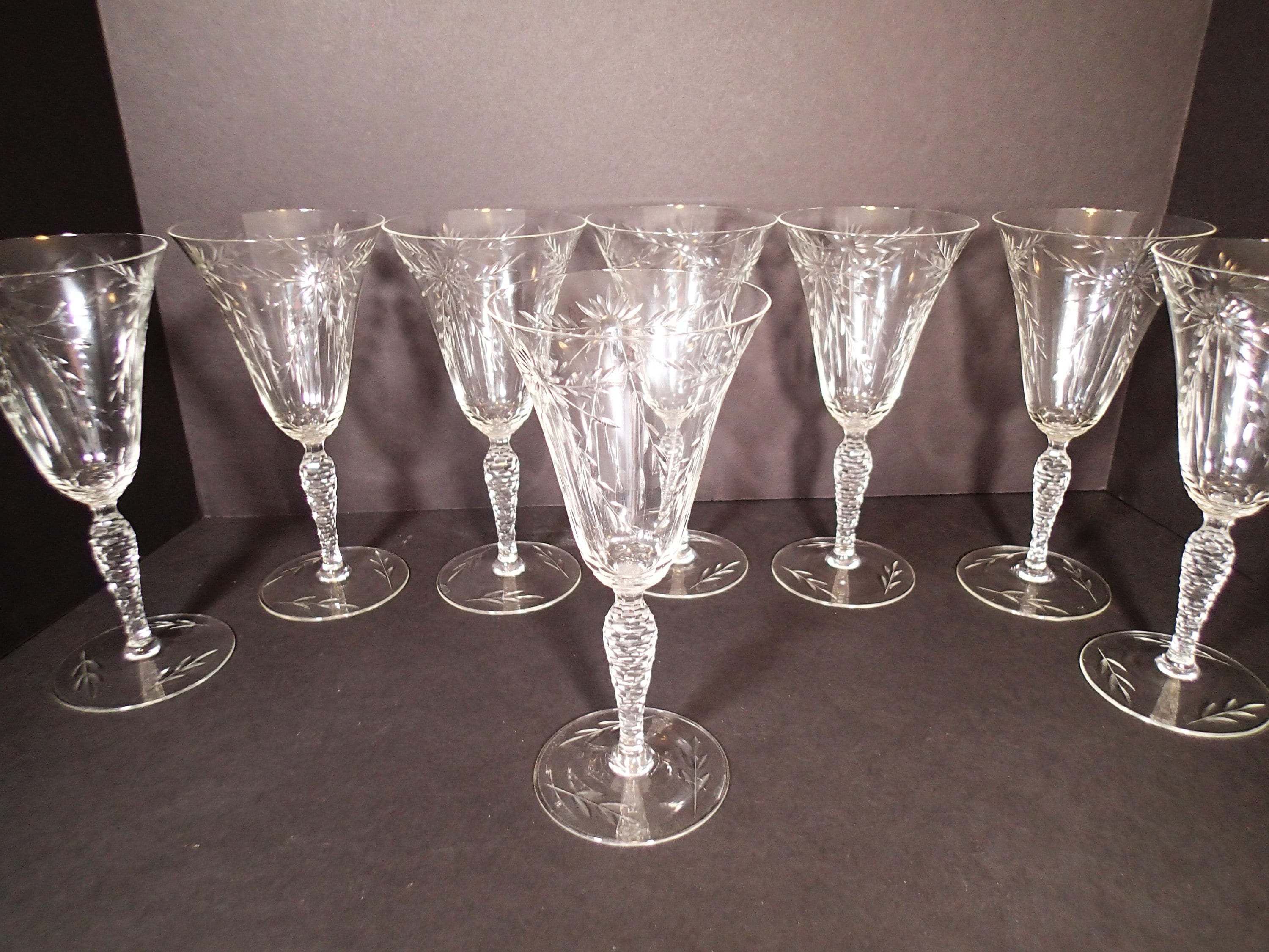 Seneca Glass Cut Crystal Vintage Stemware Water goblets Etsy