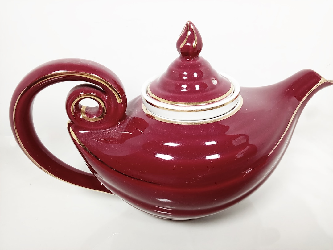 Vintage Hall Aladdin 6 Cup Teapot Maroon With Gold Trim Includes the