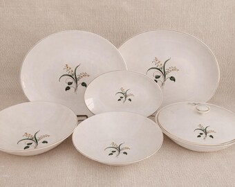 Knowles Forsythia Serving Pieces Mid‑Century Yellow Floral Ivory Glaze