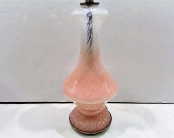 Mid Century Murano or Venetian Italian Glass Pink Swirl Flow Accent Lamp. SHADE NOT INCLUDED