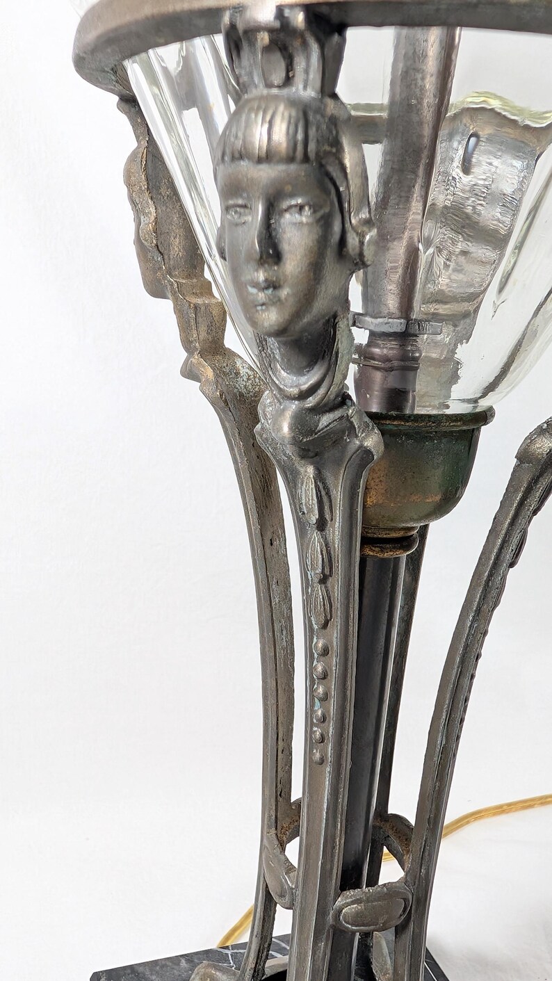 Antique Egyptian Revival Art Nouveau Rebuilt From Matched Pair Original Parts image 4