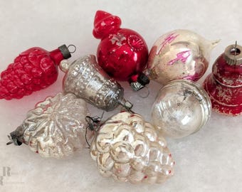 Vintage Blown Glass Christmas Ornaments, Mid Century Silvered Glass, Choose Your Ornament
