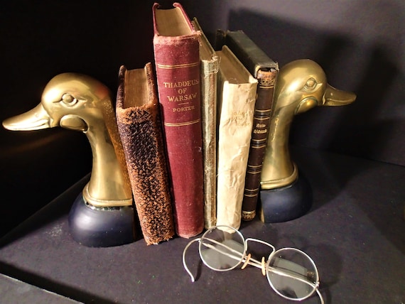 Brass Canada Goose Head Bookends. Mid Century Solid Brass Desk Accessory -   Canada