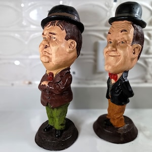 Vintage Stan Laurel and Oliver Hardy 1971 Plaster Statues by Paula&#39;s Inc. St. Paul MN. Old Vaudeville Characters if Stan and Ollie