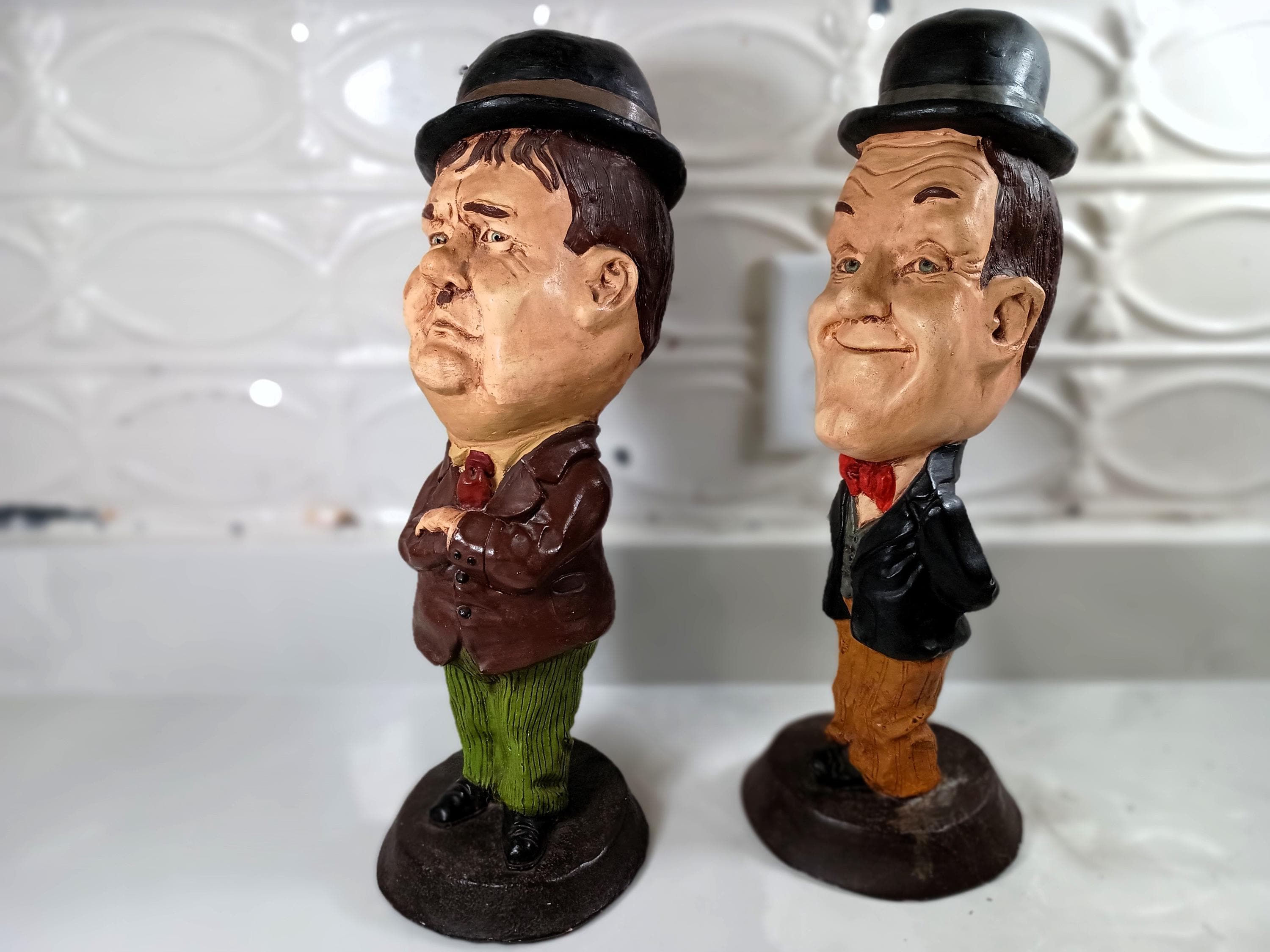 Vintage Laurel and Hardy Plaster Statues: Paula's Inc. 1971
