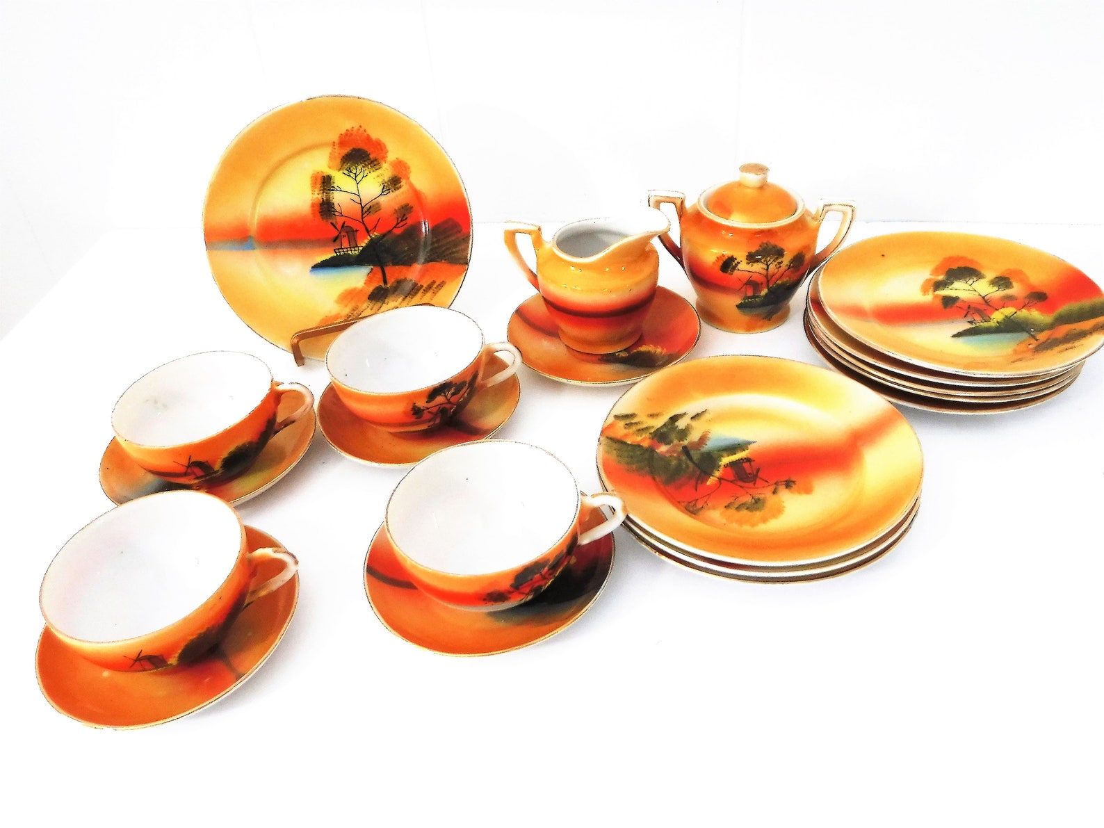Japanese China Tea Set Child's Play Tea Set Hand Painted Etsy