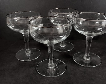 Set of 4 Riekes-Crisa Mystique Platinum Champagne Cocktail Glasses.