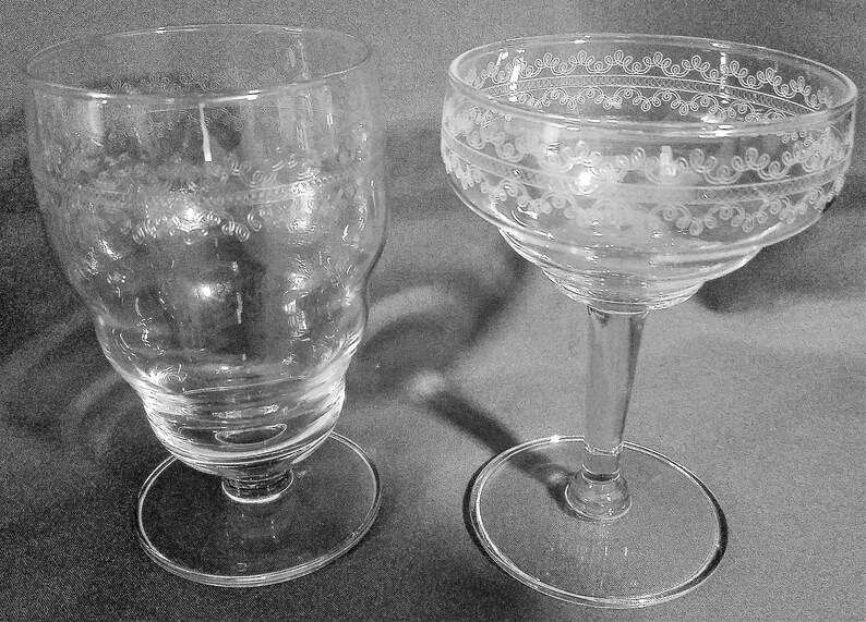 Antique Etched Depression Glass Bulge Ringed Glassware. Choose Etsy