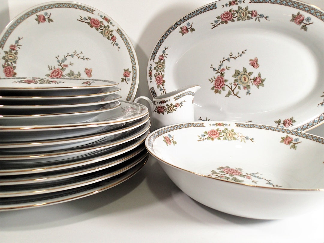 Fairfield Serenade Asian Inspired Floral Design Vintage Dinnerware